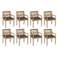 vidaXL Batavia stoličky s podložkami 8 ks tíkový masív - cena, porovnanie