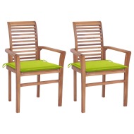 vidaXL Jedálenské stoličky 2 ks bledozelené podložky tíkový masív - cena, porovnanie