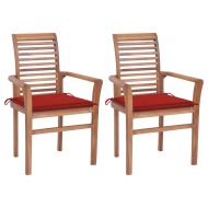 vidaXL Jedálenské stoličky 2 ks červené podložky tíkový masív - cena, porovnanie