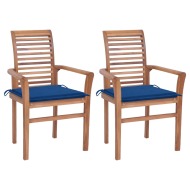 vidaXL Jedálenské stoličky 2 ks kráľovsky modré podložky tíkový masív - cena, porovnanie
