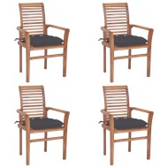 vidaXL Jedálenské stoličky 4 ks antracitové podložky tíkový masív - cena, porovnanie