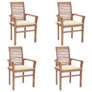 vidaXL Jedálenské stoličky 4 ks krémové podložky tíkový masív - cena, porovnanie