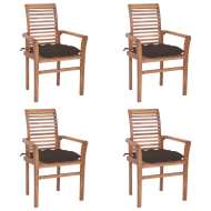 vidaXL Jedálenské stoličky 4 ks so sivohnedými podložkami tíkový masív - cena, porovnanie