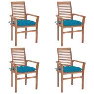 vidaXL Jedálenské stoličky 4 ks so svetlomodrými podložkami tíkový masív - cena, porovnanie