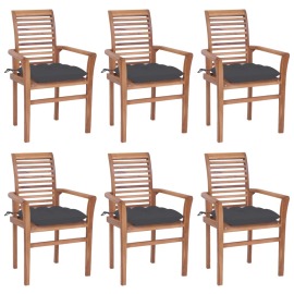 vidaXL Jedálenské stoličky 6 ks antracitové sedáky tíkový masív