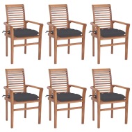 vidaXL Jedálenské stoličky 6 ks antracitové sedáky tíkový masív - cena, porovnanie