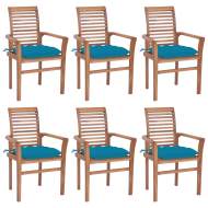 vidaXL Jedálenské stoličky 6 ks bledomodré sedáky tíkový masív - cena, porovnanie