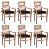 vidaXL Jedálenské stoličky 6 ks čierne sedáky tíkový masív - cena, porovnanie