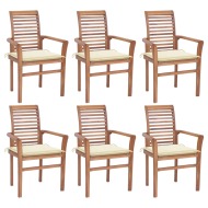 vidaXL Jedálenské stoličky 6 ks krémové podložky tíkový masív - cena, porovnanie