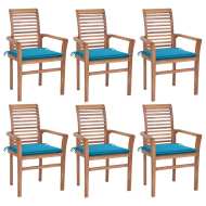 vidaXL Jedálenské stoličky 6 ks modré podložky tíkový masív - cena, porovnanie