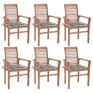 vidaXL Jedálenské stoličky 6 ks sivé kockové podložky tíkový masív - cena, porovnanie