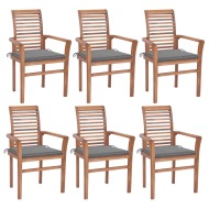 vidaXL Jedálenské stoličky 6 ks sivohnedé podložky tíkový masív - cena, porovnanie