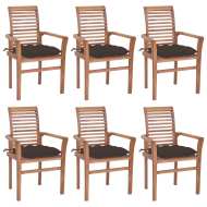 vidaXL Jedálenské stoličky 6 ks sivohnedé sedáky tíkový masív - cena, porovnanie