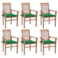 vidaXL Jedálenské stoličky 6 ks zelené podložky tíkový masív - cena, porovnanie