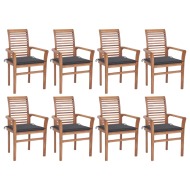 vidaXL Jedálenské stoličky 8 ks antracitové podložky tíkový masív - cena, porovnanie