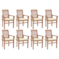 vidaXL Jedálenské stoličky 8 ks krémové podložky tíkový masív - cena, porovnanie