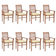 vidaXL Jedálenské stoličky 8 ks krémovo-biele sedáky tíkový masív - cena, porovnanie