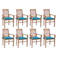 vidaXL Jedálenské stoličky 8 ks modré podložky tíkový masív - cena, porovnanie