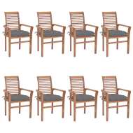vidaXL Jedálenské stoličky 8 ks sivé sedáky tíkový masív - cena, porovnanie