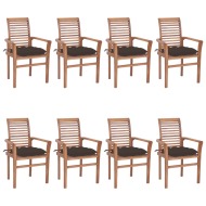 vidaXL Jedálenské stoličky 8 ks sivohnedé sedáky tíkový masív - cena, porovnanie