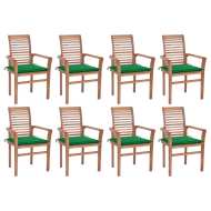 vidaXL Jedálenské stoličky 8 ks zelené podložky tíkový masív - cena, porovnanie