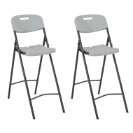 vidaXL Skladacie barové stoličky 2 ks, HDPE a oceľ, biele - cena, porovnanie
