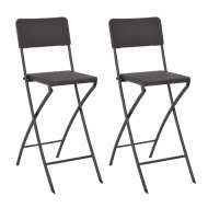 vidaXL Skladacie barové stoličky 2ks, HDPE+oceľ,hnedé, ratanový vzhľad - cena, porovnanie