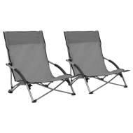 vidaXL Skladacie plážové stoličky 2 ks sivé látka - cena, porovnanie