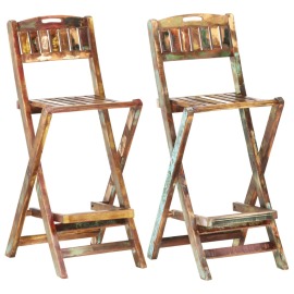 vidaXL Skladacie vonkajšie barové stoličky 2 ks, recyklovaný masív