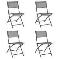 vidaXL Skladacie vonkajšie stoličky 4 ks sivé oceľ a textilén - cena, porovnanie