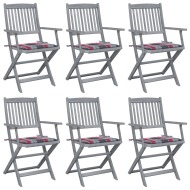 vidaXL Skladacie vonkajšie stoličky s podložkami 6 ks akáciový masív - cena, porovnanie