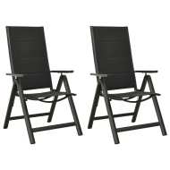vidaXL Skladacie záhradné stoličky 2 ks textilén a hliník čierne - cena, porovnanie