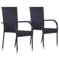 vidaXL Stohovateľné vonkajšie stoličky 2 ks, polyratan, čierne - cena, porovnanie