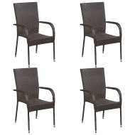 vidaXL Stohovateľné vonkajšie stoličky 4 ks polyratan hnedé - cena, porovnanie