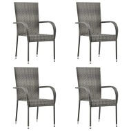 vidaXL Stohovateľné vonkajšie stoličky 4 ks sivé polyratanové - cena, porovnanie