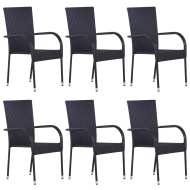 vidaXL Stohovateľné vonkajšie stoličky 6 ks polyratan čierne - cena, porovnanie