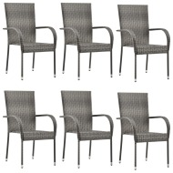 vidaXL Stohovateľné vonkajšie stoličky 6 ks sivé polyratanové - cena, porovnanie