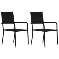 vidaXL Vonkajšie jedálenské stoličky 2 ks, čierne, polyratan - cena, porovnanie