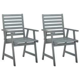 vidaXL Vonkajšie jedálenské stoličky 2 ks, sivé, akáciový masív