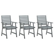 vidaXL Vonkajšie jedálenské stoličky 3 ks, sivé, akáciový masív - cena, porovnanie