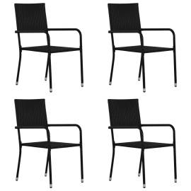 vidaXL Vonkajšie jedálenské stoličky 4 ks polyratan čierne