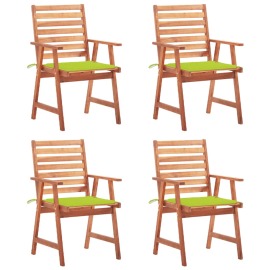 vidaXL Vonkajšie jedálenské stoličky 4 ks s podložkami masívne akáciové drevo