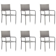 vidaXL Vonkajšie jedálenské stoličky 6 ks, polyratan, antracitové - cena, porovnanie