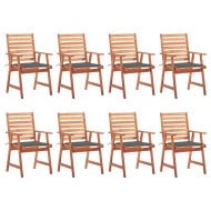 vidaXL Vonkajšie jedálenské stoličky 8 ks s podložkami masívne akáciové drevo - cena, porovnanie