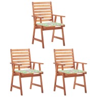 vidaXL Vonkajšie jedálenské stoličky s podložkami 3 ks masívna akácia - cena, porovnanie
