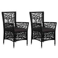 vidaXL Vonkajšie stoličky 2 ks s podložkami, polyratan, čierne - cena, porovnanie