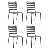 vidaXL Vonkajšie stoličky 4 ks, latkový dizajn, oceľ, tmavosivé - cena, porovnanie