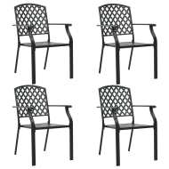 vidaXL Vonkajšie stoličky 4 ks, sieťovinový dizajn, oceľ, čierne - cena, porovnanie