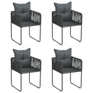vidaXL Vonkajšie stoličky 4 ks s vankúšmi polyratan čierne - cena, porovnanie