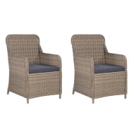 vidaXL Vonkajšie stoličky s podložkami 2 ks, polyratan, hnedé - cena, porovnanie